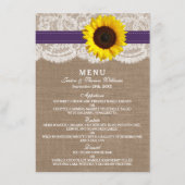 Het Collectie van de Rustige Zonnebloem - Paars Menu (Voorkant)