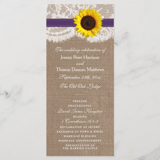 Het Collectie van de Rustige Zonnebloem - Paars Programmakaart (Voorkant)