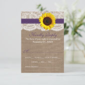 Het Collectie van de Rustige Zonnebloem - Paars RSVP Kaartje (Staand voorkant)