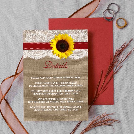 Het Collectie van de Rustige Zonnebloem - Rood Informatiekaartje