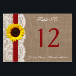 Het Collectie van de Rustige Zonnebloem - Rood Kaart<br><div class="desc">Het bijtende collectie van de zonnebloem is een verbluffend design met een prachtige rustige achtergrond met een romantische witte rand, afgewerkt met een verbluffende zonnebloem en rood lint. Deze tabelnummerkaarten kunnen speciaal voor uw speciale gelegenheid worden gepersonaliseerd en maken het perfecte tafels voor uw bruiloft, vrijgezellenfeest, verlovingsfeest, verjaardagsfeest en nog...</div>