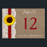 Het Collectie van de Rustige Zonnebloem - Rood Kaart<br><div class="desc">Het bijtende collectie van de zonnebloem is een verbluffend design met een prachtige rustige achtergrond met een romantische witte rand, afgewerkt met een verbluffende zonnebloem en rood lint. Deze tabelnummerkaarten kunnen speciaal voor uw speciale gelegenheid worden gepersonaliseerd en maken het perfecte tafels voor uw bruiloft, vrijgezellenfeest, verlovingsfeest, verjaardagsfeest en nog...</div>