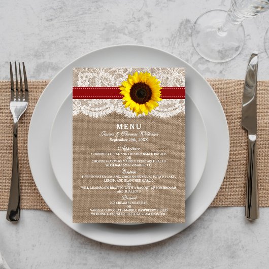 Het Collectie van de Rustige Zonnebloem - Rood Menu