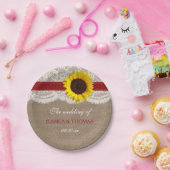 Het Collectie van de Rustige Zonnebloem - Rood Papieren Bordje (Feest)