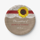 Het Collectie van de Rustige Zonnebloem - Rood Papieren Bordje (Voorkant)