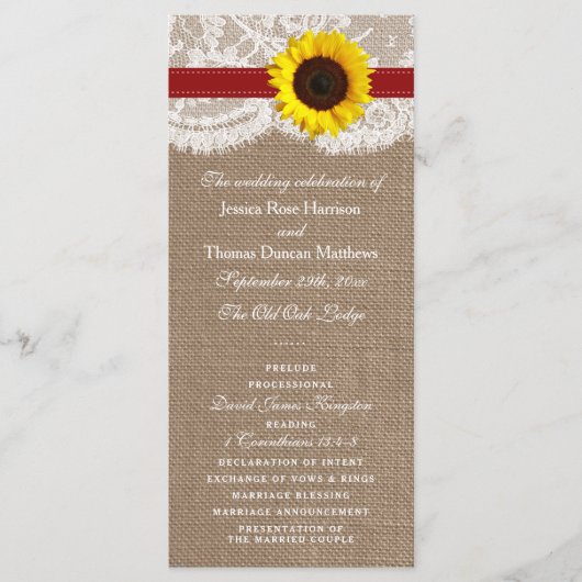 Het Collectie van de Rustige Zonnebloem - Rood Programmakaart (Voorkant)