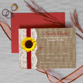 Het Collectie van de Rustige Zonnebloem - Rood RSVP Kaartje