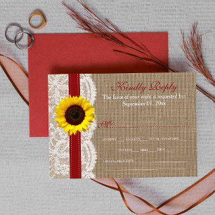 Het Collectie van de Rustige Zonnebloem - Rood RSVP Kaartje