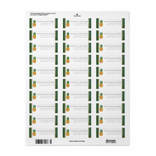 Het Collectie van de Tropische ananasbruiloft Etiket (Full Sheet)