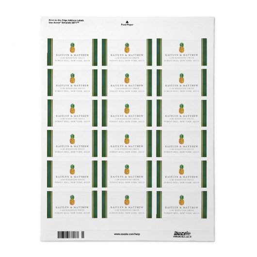 Het Collectie van de Tropische ananasbruiloft Etiket (Full Sheet)