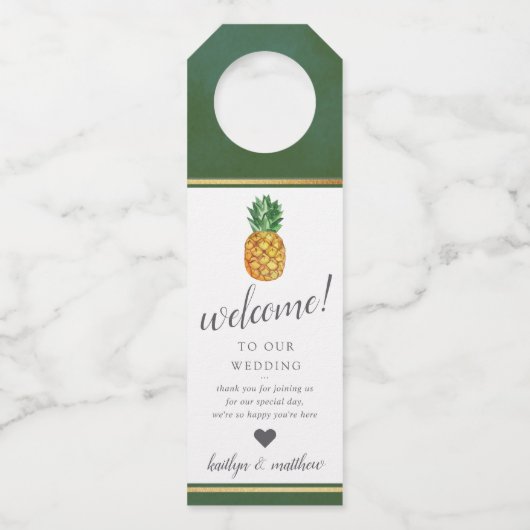 Het Collectie van de Tropische ananasbruiloft Flessenhanger (Voorkant)