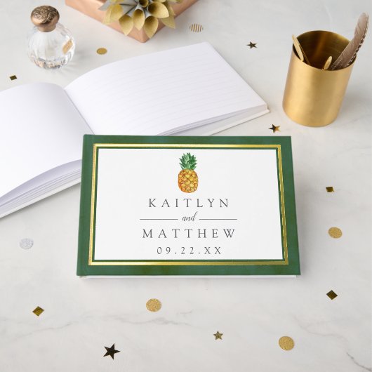 Het Collectie van de Tropische ananasbruiloft Gastenboek (Voorkant open)