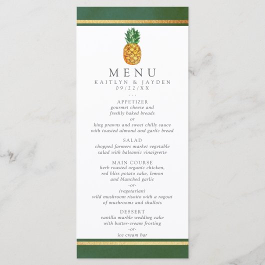 Het Collectie van de Tropische ananasbruiloft Menu (Voorkant)
