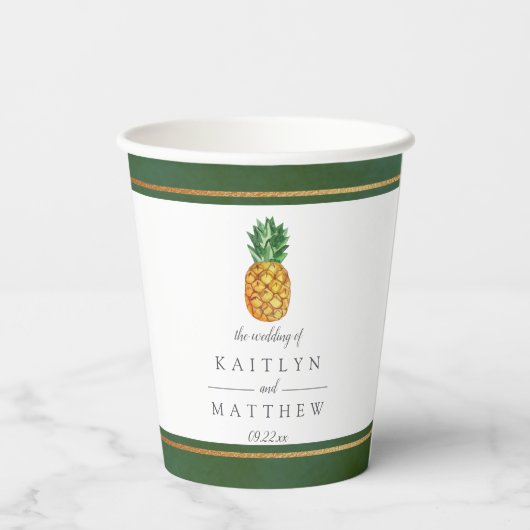 Het Collectie van de Tropische ananasbruiloft Papieren Bekers (Achterkant)