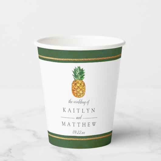 Het Collectie van de Tropische ananasbruiloft Papieren Bekers (Voorkant)