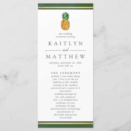 Het Collectie van de Tropische ananasbruiloft Programmakaart (Voorkant)
