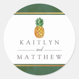 Het Collectie van de Tropische ananasbruiloft Ronde Sticker