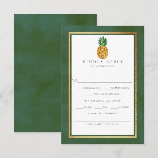 Het Collectie van de Tropische ananasbruiloft RSVP Kaartje (Voorkant / Achterkant)
