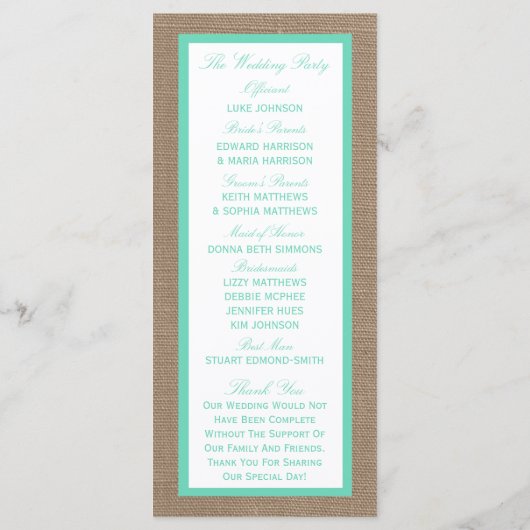 Het Collectie van de Tropische palmboom Programmakaart (Achterkant)