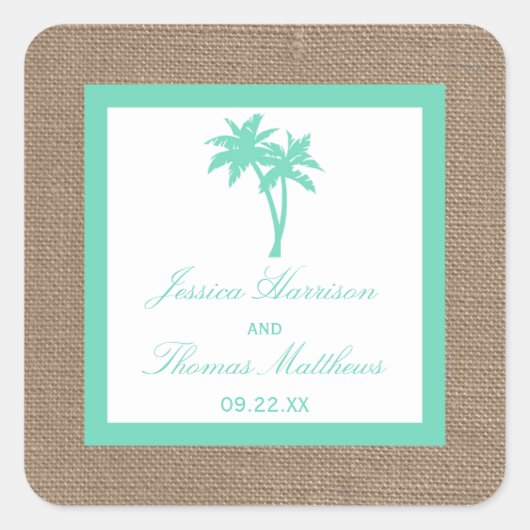 Het Collectie van de Tropische palmboom Vierkante Sticker (Voorkant)