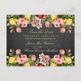Het  Collectie van Floral Chalkboard Wedding Aankondigingskaart