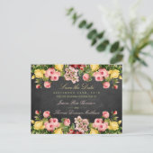 Het  Collectie van Floral Chalkboard Wedding Aankondigingskaart (Staand voorkant)