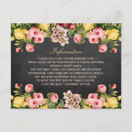 Het  Collectie van Floral Chalkboard Wedding Informatiekaartje