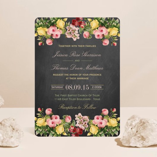 Het  Collectie van Floral Chalkboard Wedding Kaart