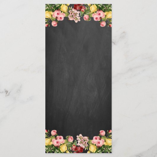 Het  Collectie van Floral Chalkboard Wedding Menu (Achterkant)