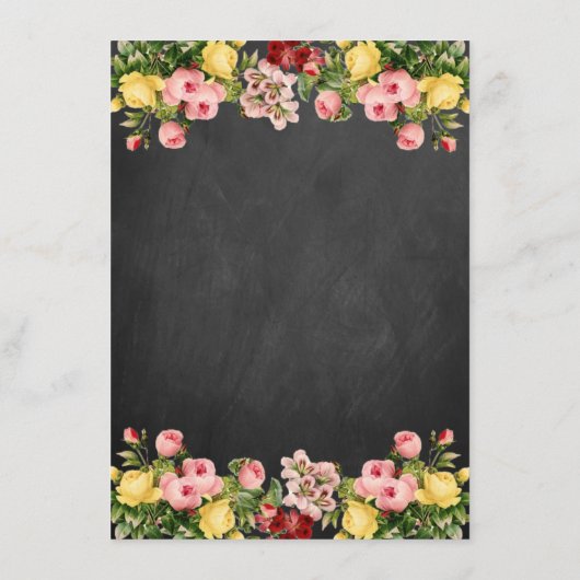 Het Collectie van Floral Chalkboard Wedding Menu (Achterkant)