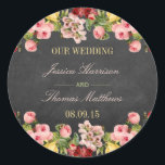 Het  Collectie van Floral Chalkboard Wedding Ronde Sticker<br><div class="desc">Het  collectie van de bloemkool is een verbluffend ontwerp met mooie  bloemen op een achtergrond van een chalkboard-effect. Deze stickers kunnen gepersonaliseerd worden voor je speciale gelegenheid en maken het perfecte object voor elke bruiloft,  vrijgezellenfeest,  verlofpartij,  verjaardagsfeestje en nog veel meer.</div>