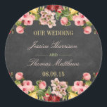 Het  Collectie van Floral Chalkboard Wedding Ronde Sticker<br><div class="desc">Het  collectie van de bloemkool is een verbluffend ontwerp met mooie  bloemen op een achtergrond van een chalkboard-effect. Deze stickers kunnen gepersonaliseerd worden voor je speciale gelegenheid en maken het perfecte object voor elke bruiloft,  vrijgezellenfeest,  verlofpartij,  verjaardagsfeestje en nog veel meer.</div>