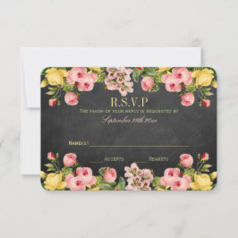 Het  Collectie van Floral Chalkboard Wedding RSVP Kaartje