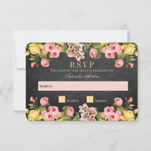 Het Collectie van Floral Chalkboard Wedding RSVP Kaartje