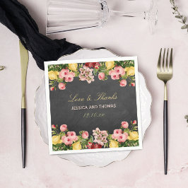 Het  Collectie van Floral Chalkboard Wedding Servet