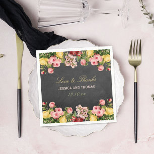 Het  Collectie van Floral Chalkboard Wedding Servet
