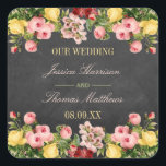 Het  Collectie van Floral Chalkboard Wedding Vierkante Sticker<br><div class="desc">Het  collectie van de bloemkool is een verbluffend ontwerp met mooie  bloemen op een achtergrond van een chalkboard-effect. Deze stickers kunnen gepersonaliseerd worden voor je speciale gelegenheid en maken het perfecte object voor elke bruiloft,  vrijgezellenfeest,  verlofpartij,  verjaardagsfeestje en nog veel meer.</div>