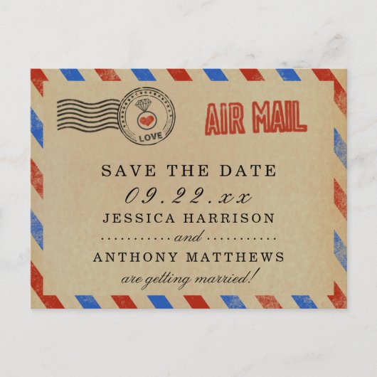 Het  Collectie van het Airmail Wedding Aankondigingskaart (Voorkant)