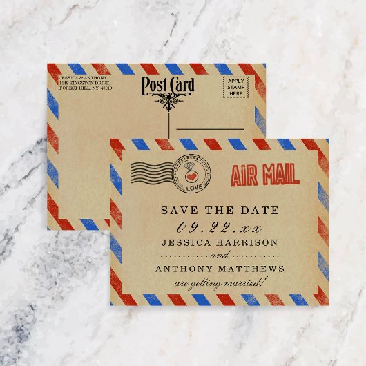 Het  Collectie van het Airmail Wedding Aankondigingskaart