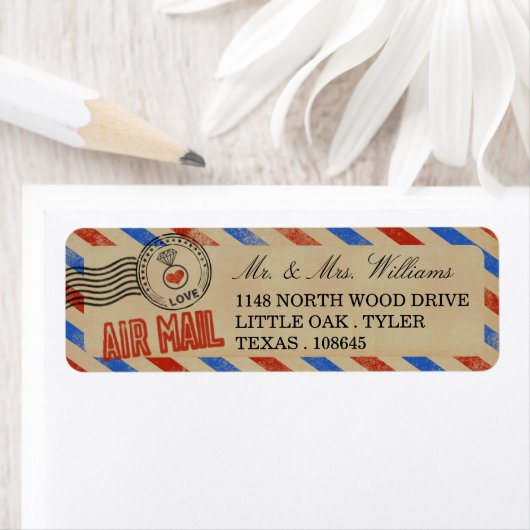 Het  Collectie van het Airmail Wedding Etiket (Insitu)