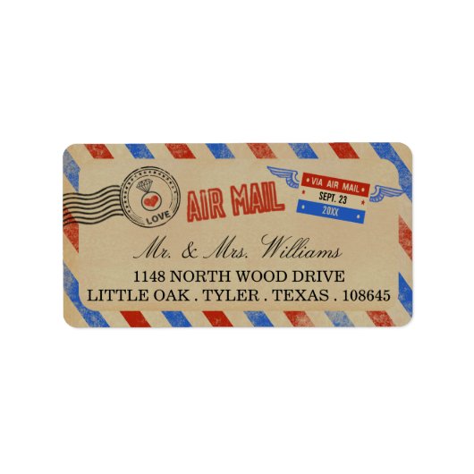 Het  Collectie van het Airmail Wedding Etiket (Voorkant)