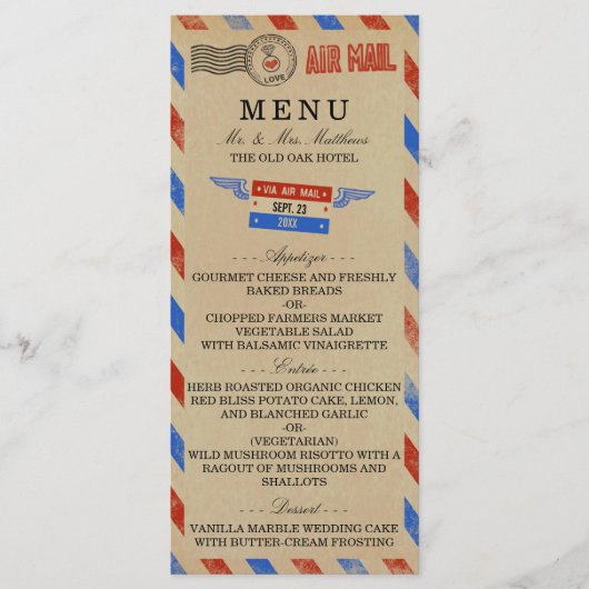 Het  Collectie van het Airmail Wedding Menu (Voorkant)