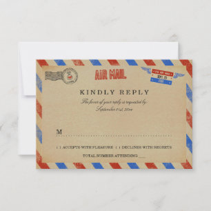 Het  Collectie van het Airmail Wedding RSVP Kaartje
