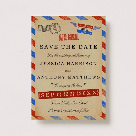 Het  Collectie van het Airmail Wedding Save The Date