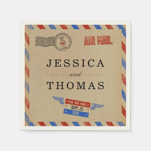 Het  Collectie van het Airmail Wedding Servetten (Voorkant)
