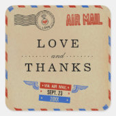 Het  Collectie van het Airmail Wedding Vierkante Sticker (Voorkant)
