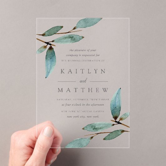 Het Collectie van het botanische Bliss Wedding Acryl Uitnodigingen (Insitu (Draagbaar))