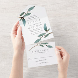 Het Collectie van het botanische Bliss Wedding All In One Uitnodiging