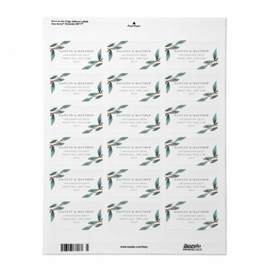 Het Collectie van het botanische Bliss Wedding Etiket (Full Sheet)