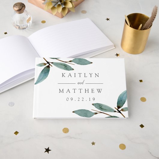 Het Collectie van het botanische Bliss Wedding Gastenboek (Voorkant open)